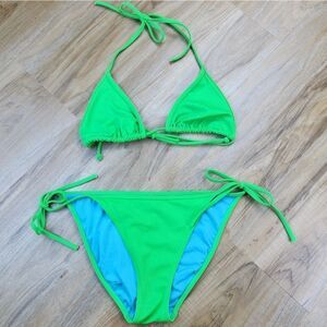 🐞Victoria's Secret Green String Bikini Top & Bottom Set Medium